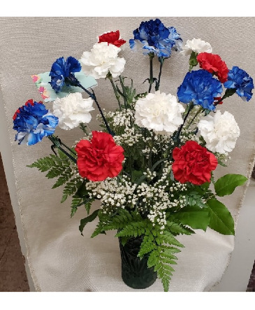 Dozen Red, White & Blue Carnations  in Croton On Hudson, NY | Marshall's at Cooke's Flowers