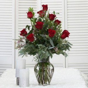 Dozen Rose Arrangement Vase Arrangement
