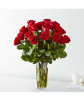 dozen rose bouquet vased