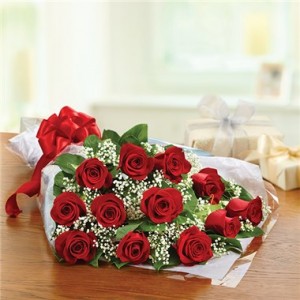 Graduation Bouquet Dozen Red Roses Presentation