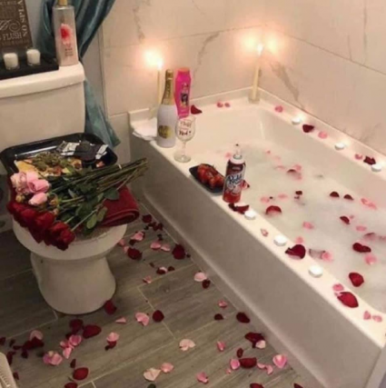 12 ROSES, ROSE PETALS AND 1 CAN OF WHIPPED CREAM 