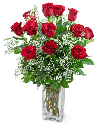 Dozen Roses in a Cloud Flower Arrangement