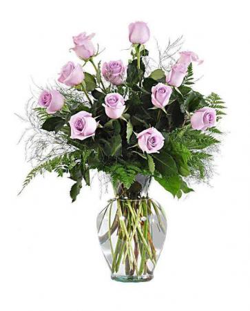 Dozen Roses - Lavender Rose Arrangement