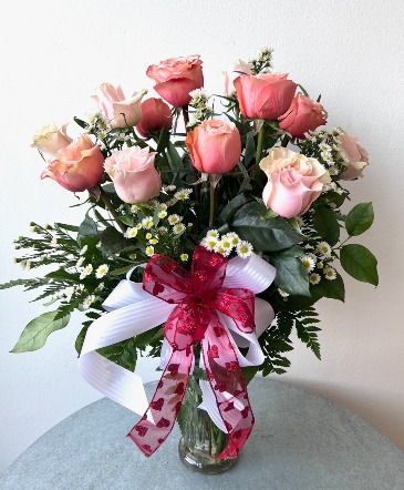 Peachy and Pink Dozen Roses  in La Grande, OR | FITZGERALD FLOWERS