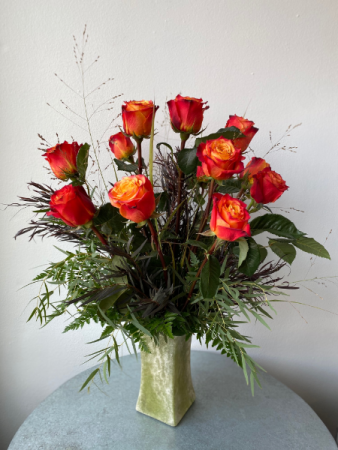 Dozen Roses on Fire