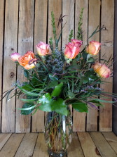 Dozen roses Vase arrangement 