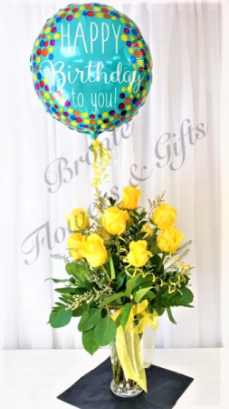 Dozen Roses with Foil Balloon Dozen Roses with Foil Balloon