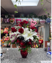 Dozen Roses with lily and hydrangeas  
