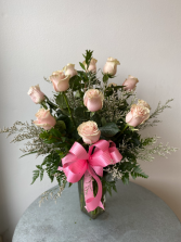 Dozen Soft Pink Roses 