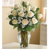 Dozen Standard White Roses Arrangement