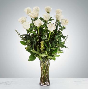 12 Long Stemmed White Roses  in Frederick, MD | Maryland Florals