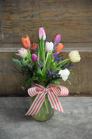 Dozen Tulips Vase Arrangement