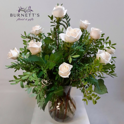 White Roses Vase Arrangement
