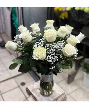 Dozen White Roses  