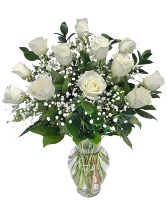 Dozen White Roses Arrangement