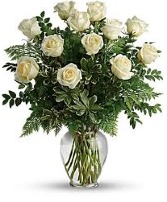 Dozen White Roses Rose Arrangement