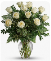 Dozen White Roses Rose Vase