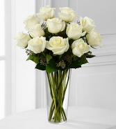 Dozen White Roses Vase