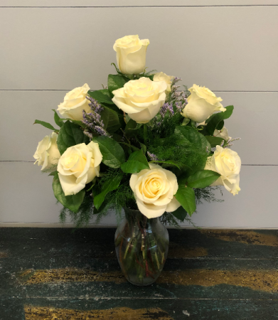White Roses: Half Dozen, 1 Dozen, or 2 Dozen Vase Arrangement