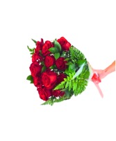 Dozen Wrapped Red Roses Wrapped bouquet