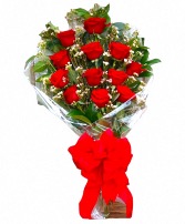 Dozen Wrapped Sparkling Roses  Red or Pink 