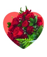 Dozen Wrapped Red Roses Valentine's Day Bouquet