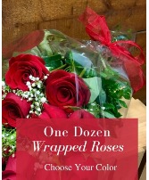 Dozen Wrapped Roses - Choose Your Color 