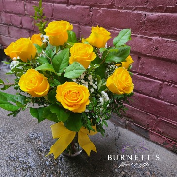 Yellow Roses Vase Arrangement in Kelowna, BC | Burnett's Florist