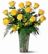 Dozen Yellow Roses Floral Arrangement