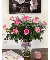 Dozen pink roses  Arrangement 