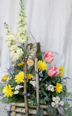 Dreams of Spring Basket Permanent Arrangement by Inspirations Floral Studio