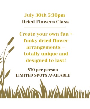 Dried Flower Workshop Wednesday 