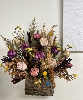 dried hanging flower basket 