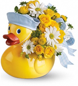 Ducky Delight -Boy                 T34-3 fresh keepsake arrangement 