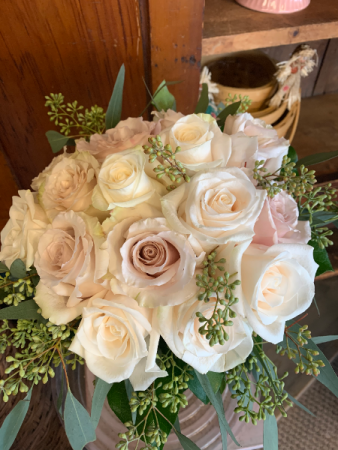 Dusty & Ivory Rose Bridal Bouquet 