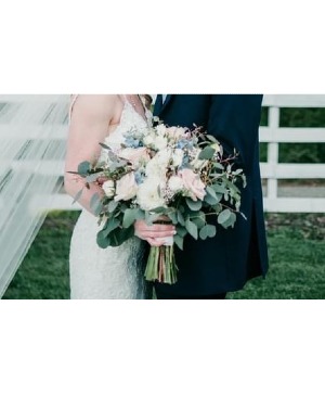 Dusty Pink, Blue and White Bouquet 