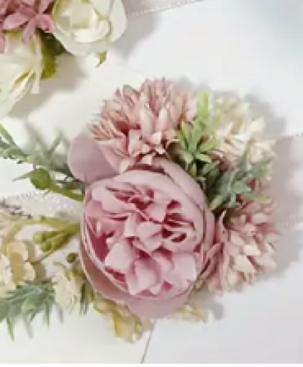 Dusty Pink Peony Corsage Bracelet 