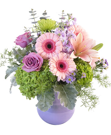 Dusty Pinks & Purples Flower Arrangement in Covington, GA | A Bouquet By Betty