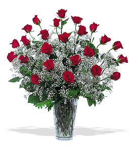I will Love You Forever  Two Dozen  Long Stem Roses babys Breath And Greens
