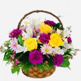 Easter Basket Mixed Flowers Small  size basket 