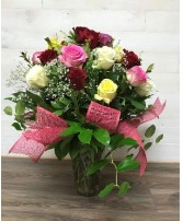 Dozen colored roses Fresh Arrangement 