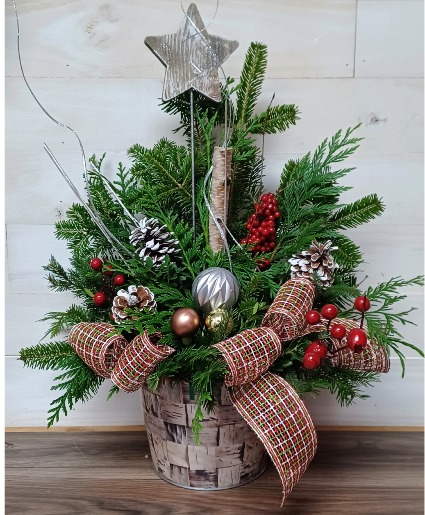 Christmas Cedar Baskets Fresh Arrangement 