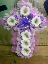 EASTER LILY & SILK CROSS 