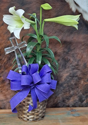EASTER LILY WITH  CRYSTAL CROSS PLANT