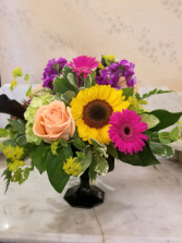 Ebony Flare Black Pedestal Vase