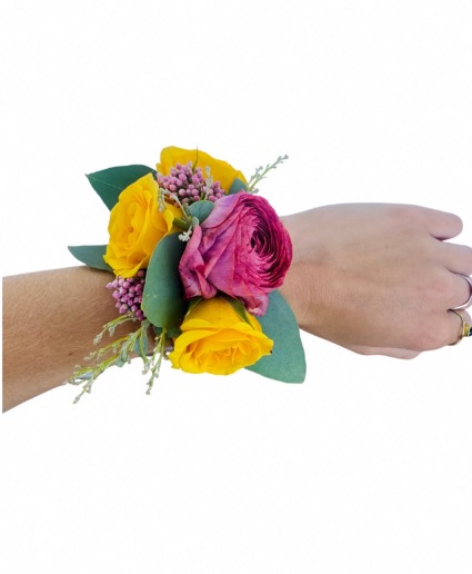 Eclectic Bloom Metal Corsage Cuff Dance Flowers