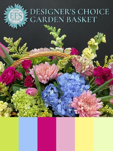 EFS's Flower Fields Mix Designer's Choice Basket Arrangement in Essex, CT | ESSEX FLOWER SHOPPE & GREENHOUSE