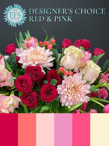 EFS's Sweetest Red & Pink Designer's Choice Vase Arrangement in Essex, CT | ESSEX FLOWER SHOPPE & GREENHOUSE