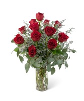 Elegance and Grace Dozen Roses All Around Arrangement