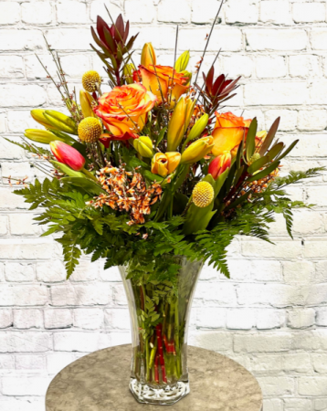 Elegant Amber Vase Arrangement